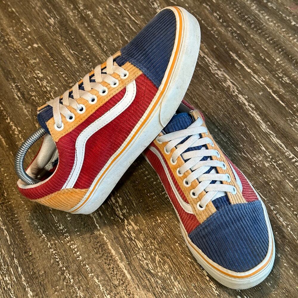 Vans Old Skool Corduroy Primary Colorblock Sneakers Womens Size 8.5 / Mens 7